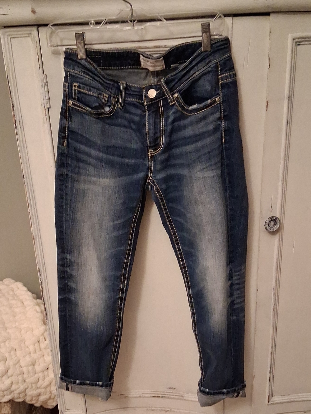 Cropped Washed Dark Blue Women's Ankle Jeans